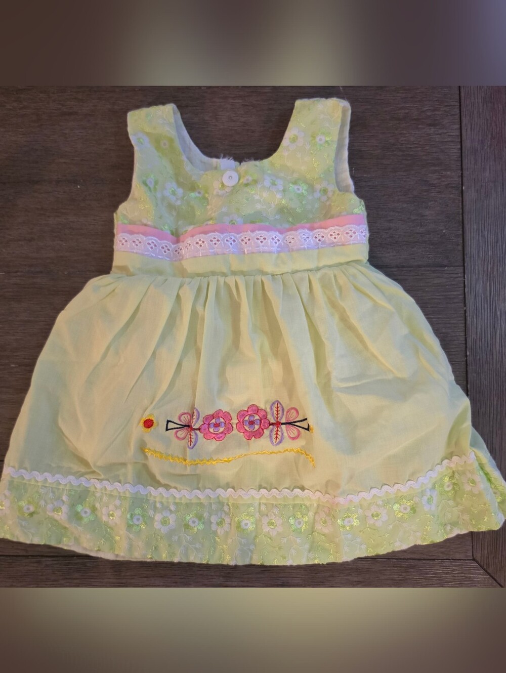 Light Green Floral Embroidered Baby Dress